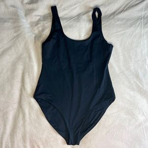 discontinued girlfriend collective black low back one piece swimsuit